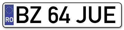 Placuta inmatriculare numar auto  BZ-64-JUE, BZ 64 JUE, BZ64JUE