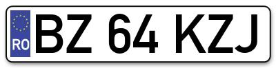 Placuta inmatriculare numar auto  BZ-64-KZJ, BZ 64 KZJ, BZ64KZJ