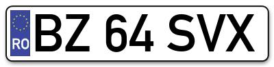 Placuta inmatriculare numar auto  BZ-64-SVX, BZ 64 SVX, BZ64SVX