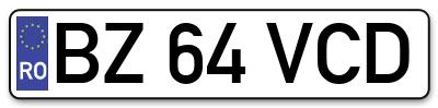 Placuta inmatriculare numar auto  BZ-64-VCD, BZ 64 VCD, BZ64VCD