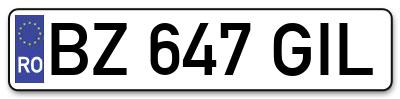 Placuta inmatriculare numar auto  BZ-647-GIL, BZ 647 GIL, BZ647GIL