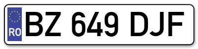 Placuta inmatriculare numar auto  BZ-649-DJF, BZ 649 DJF, BZ649DJF