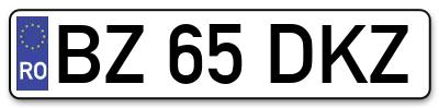 Placuta inmatriculare numar auto  BZ-65-DKZ, BZ 65 DKZ, BZ65DKZ