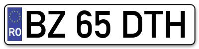 Placuta inmatriculare numar auto  BZ-65-DTH, BZ 65 DTH, BZ65DTH
