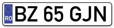 Placuta inmatriculare numar auto  BZ-65-GJN, BZ 65 GJN, BZ65GJN