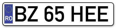 Placuta inmatriculare numar auto  BZ-65-HEE, BZ 65 HEE, BZ65HEE