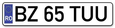 Placuta inmatriculare numar auto  BZ-65-TUU, BZ 65 TUU, BZ65TUU
