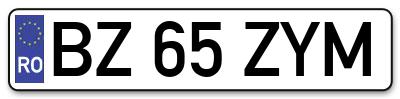 Placuta inmatriculare numar auto  BZ-65-ZYM, BZ 65 ZYM, BZ65ZYM