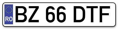 Placuta inmatriculare numar auto  BZ-66-DTF, BZ 66 DTF, BZ66DTF
