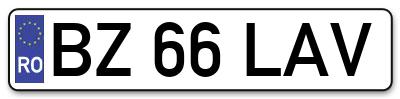 Placuta inmatriculare numar auto  BZ-66-LAV, BZ 66 LAV, BZ66LAV