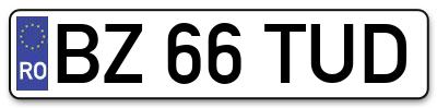 Placuta inmatriculare numar auto  BZ-66-TUD, BZ 66 TUD, BZ66TUD