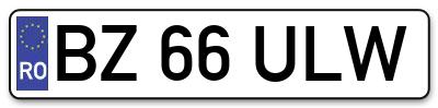 Placuta inmatriculare numar auto  BZ-66-ULW, BZ 66 ULW, BZ66ULW
