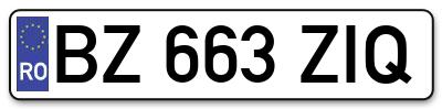 Placuta inmatriculare numar auto  BZ-663-ZIQ, BZ 663 ZIQ, BZ663ZIQ