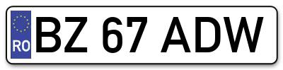 Placuta inmatriculare numar auto  BZ-67-ADW, BZ 67 ADW, BZ67ADW