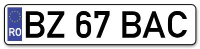 Placuta inmatriculare numar auto  BZ-67-BAC, BZ 67 BAC, BZ67BAC