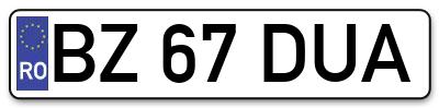 Placuta inmatriculare numar auto  BZ-67-DUA, BZ 67 DUA, BZ67DUA
