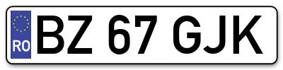 Placuta inmatriculare numar auto  BZ-67-GJK, BZ 67 GJK, BZ67GJK