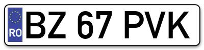 Placuta inmatriculare numar auto  BZ-67-PVK, BZ 67 PVK, BZ67PVK