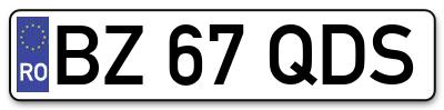 Placuta inmatriculare numar auto  BZ-67-QDS, BZ 67 QDS, BZ67QDS