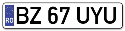 Placuta inmatriculare numar auto  BZ-67-UYU, BZ 67 UYU, BZ67UYU