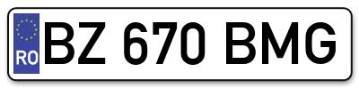 Placuta inmatriculare numar auto  BZ-670-BMG, BZ 670 BMG, BZ670BMG