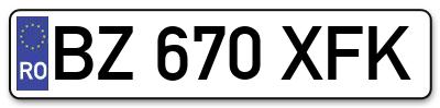 Placuta inmatriculare numar auto  BZ-670-XFK, BZ 670 XFK, BZ670XFK