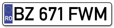 Placuta inmatriculare numar auto  BZ-671-FWM, BZ 671 FWM, BZ671FWM