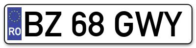 Placuta inmatriculare numar auto  BZ-68-GWY, BZ 68 GWY, BZ68GWY