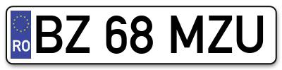 Placuta inmatriculare numar auto  BZ-68-MZU, BZ 68 MZU, BZ68MZU