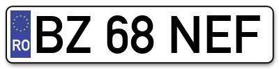 Placuta inmatriculare numar auto  BZ-68-NEF, BZ 68 NEF, BZ68NEF