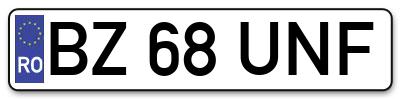 Placuta inmatriculare numar auto  BZ-68-UNF, BZ 68 UNF, BZ68UNF
