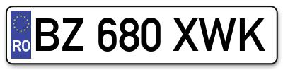 Placuta inmatriculare numar auto  BZ-680-XWK, BZ 680 XWK, BZ680XWK