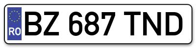 Placuta inmatriculare numar auto  BZ-687-TND, BZ 687 TND, BZ687TND