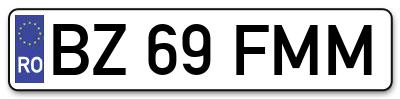 Placuta inmatriculare numar auto  BZ-69-FMM, BZ 69 FMM, BZ69FMM