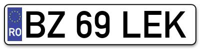 Placuta inmatriculare numar auto  BZ-69-LEK, BZ 69 LEK, BZ69LEK