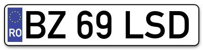 Placuta inmatriculare numar auto  BZ-69-LSD, BZ 69 LSD, BZ69LSD