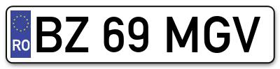 Placuta inmatriculare numar auto  BZ-69-MGV, BZ 69 MGV, BZ69MGV