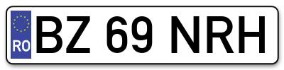 Placuta inmatriculare numar auto  BZ-69-NRH, BZ 69 NRH, BZ69NRH