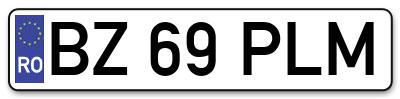 Placuta inmatriculare numar auto  BZ-69-PLM, BZ 69 PLM, BZ69PLM