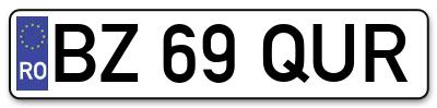 Placuta inmatriculare numar auto  BZ-69-QUR, BZ 69 QUR, BZ69QUR