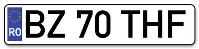 Placuta inmatriculare numar auto  BZ-70-THF, BZ 70 THF, BZ70THF