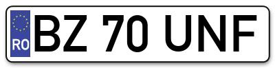Placuta inmatriculare numar auto  BZ-70-UNF, BZ 70 UNF, BZ70UNF