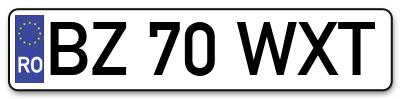 Placuta inmatriculare numar auto  BZ-70-WXT, BZ 70 WXT, BZ70WXT