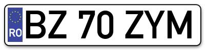Placuta inmatriculare numar auto  BZ-70-ZYM, BZ 70 ZYM, BZ70ZYM