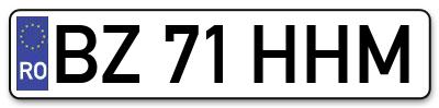 Placuta inmatriculare numar auto  BZ-71-HHM, BZ 71 HHM, BZ71HHM
