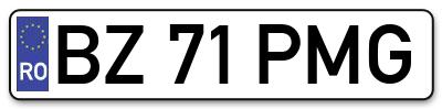 Placuta inmatriculare numar auto  BZ-71-PMG, BZ 71 PMG, BZ71PMG