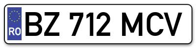 Placuta inmatriculare numar auto  BZ-712-MCV, BZ 712 MCV, BZ712MCV