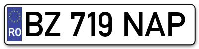 Placuta inmatriculare numar auto  BZ-719-NAP, BZ 719 NAP, BZ719NAP
