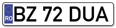 Placuta inmatriculare numar auto  BZ-72-DUA, BZ 72 DUA, BZ72DUA