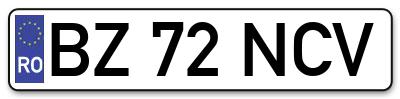 Placuta inmatriculare numar auto  BZ-72-NCV, BZ 72 NCV, BZ72NCV